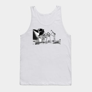 Line sketch of the Guggenheim Museum Bilbao and the Mama spider. Basque Country, Euskadi, Spain. Tank Top